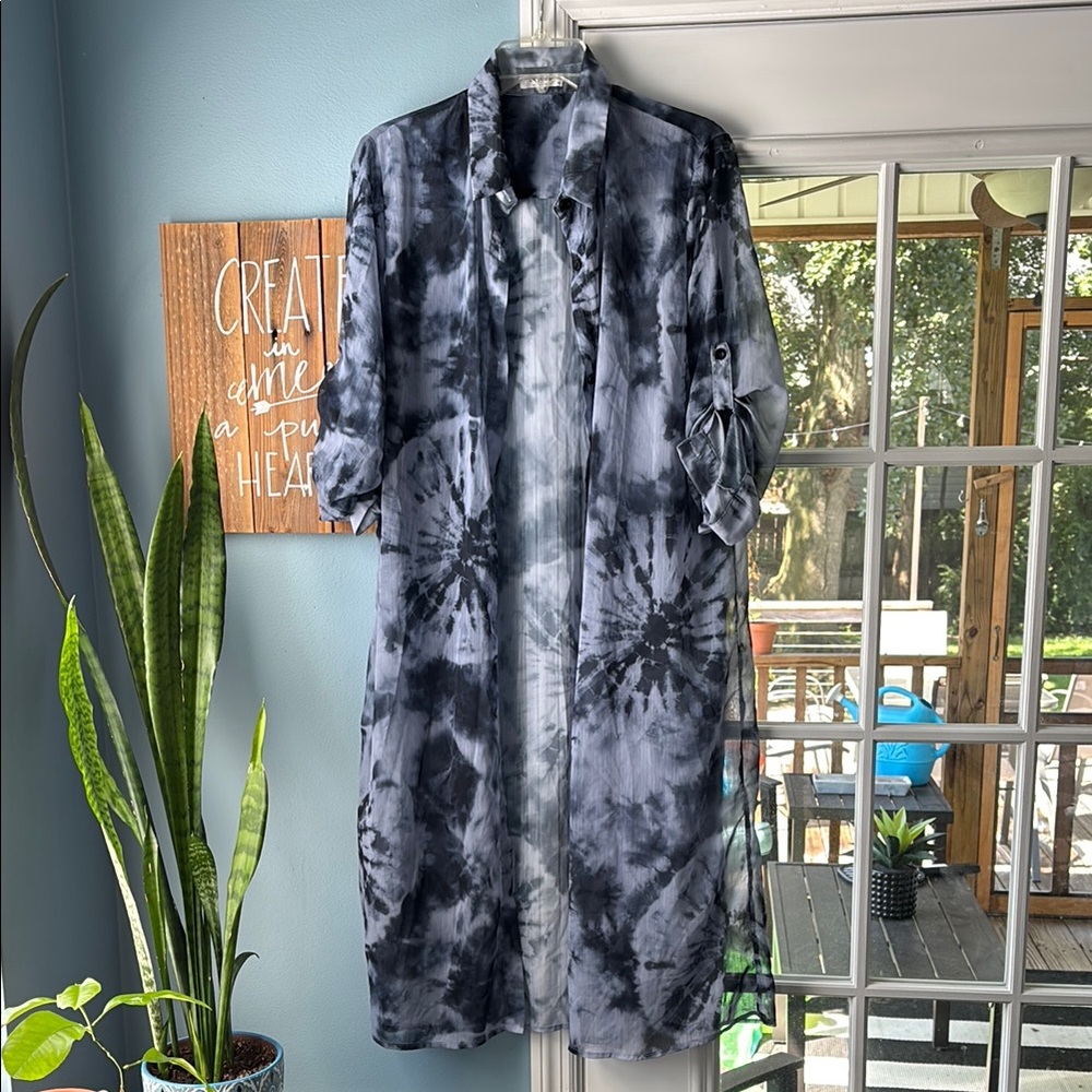 Zeagoo Black and Gray Tie-Dye Swim Coverup